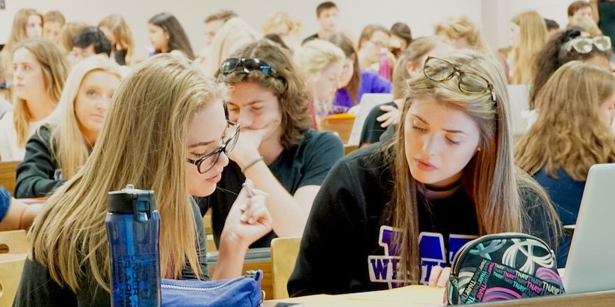 Students work together on an assignment at Western University.