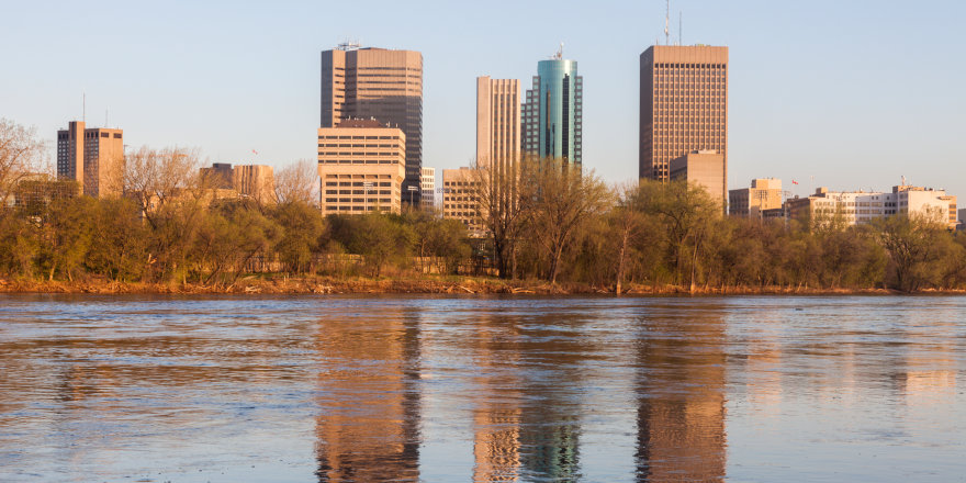 The beautiful city skyline of Winnipeg in Manitoba, where scholarships and bursaries at schools are being matched by the province in the face of COVID-19.
