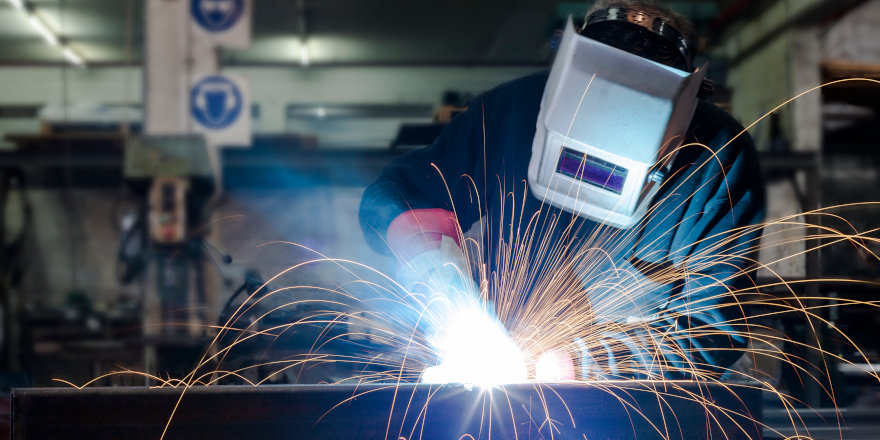 A student in a welding program at an Ontario college tackles hands-on learning.